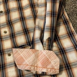 Orange plaid button down with reversible cuffs